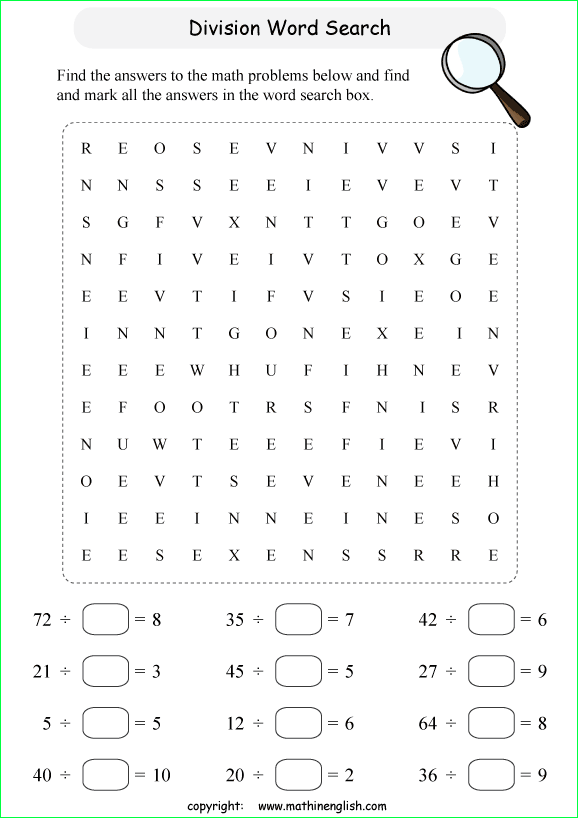 printable division word search puzzles for kids