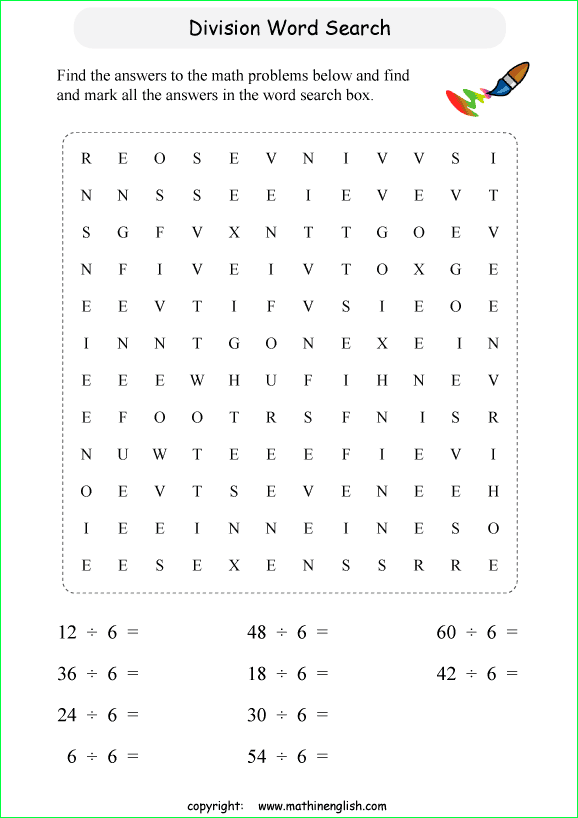 printable division word search puzzles for kids