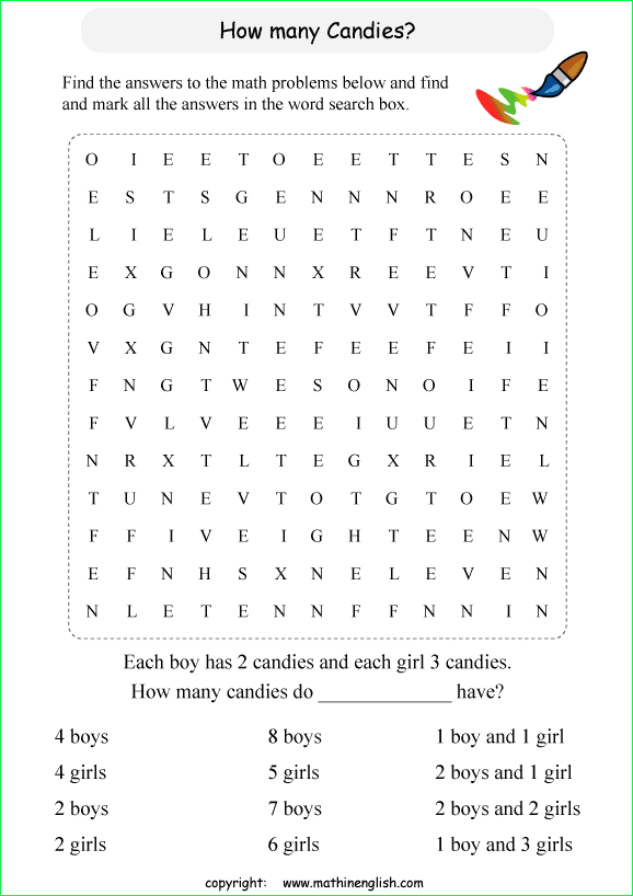 printable multiplication word search puzzles for kids