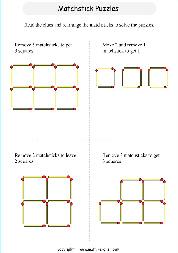 printable matchstick IQ puzzle