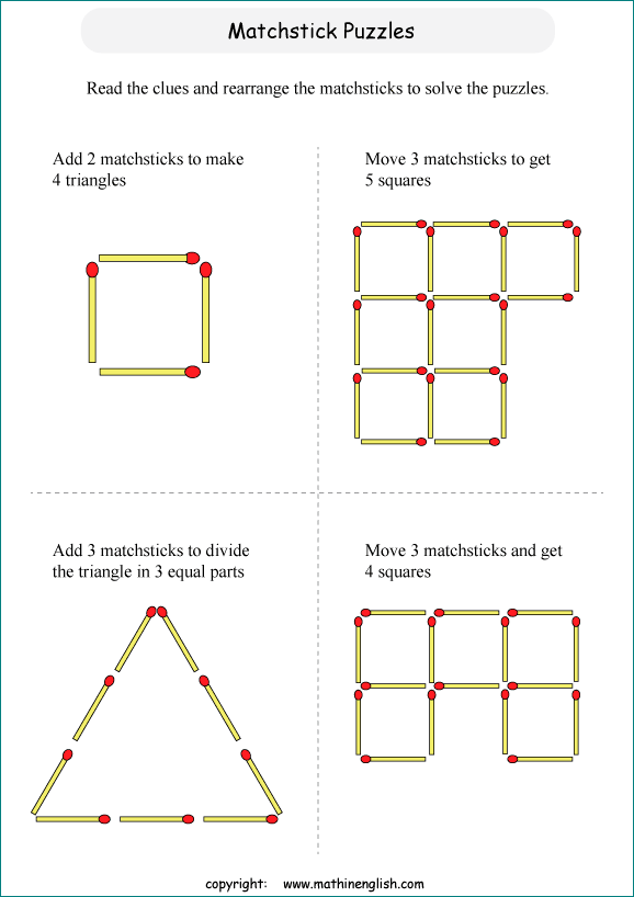 printable matchstick IQ puzzle