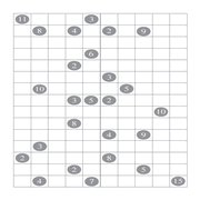 printable 10 by 15 Shikaku logic puzzle for kids