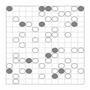 printable Japanese Masyu logic puzzle for kids and math students