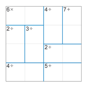 printable 4 by 4 mathdoku math operations puzzle for kids and math students