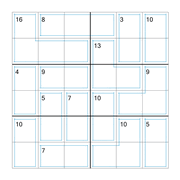 printable 6 by 6 Killer Sudoku math operations puzzle for kids and math students