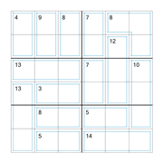 printable 6 by 6 Killer Sudoku math operations puzzle for kids and math students