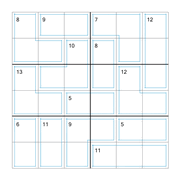 printable 6 by 6 Killer Sudoku math operations puzzle for kids and math students