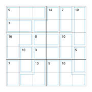 printable 6 by 6 Killer Sudoku math operations puzzle for kids and math students