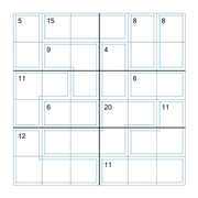 printable 6 by 6 Killer Sudoku math operations puzzle for kids and math students