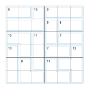 printable 6 by 6 Killer Sudoku math operations puzzle for kids and math students