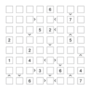 printable 8 by 8 More or Less math Sudoku for children