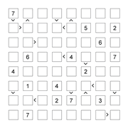 printable 8 by 8 More or Less math Sudoku for children