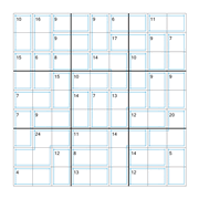 printable 9 by 9 Killer Sudoku math operations puzzle for kids and math students