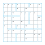 printable 9 by 9 Killer Sudoku math operations puzzle for kids and math students