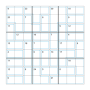 printable 9 by 9 Killer Sudoku math operations puzzle for kids and math students