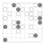 printable Japanese Masyu logic puzzle for kids and math students