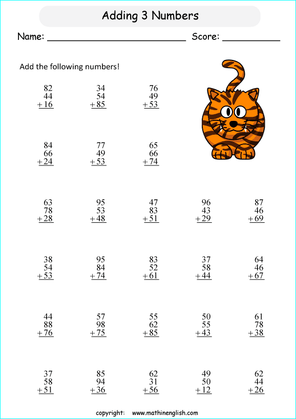 printable math addition 2 digits worksheets