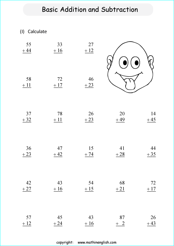 printable math addition 2 digits worksheets