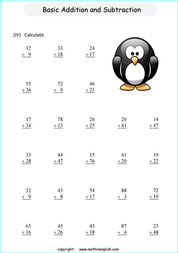 printable math addition 2 digits worksheets