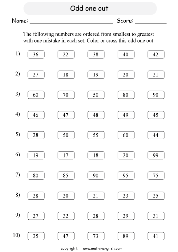 printable math comparing and ordering up to 100 worksheets for kids in primary and elementary math class 