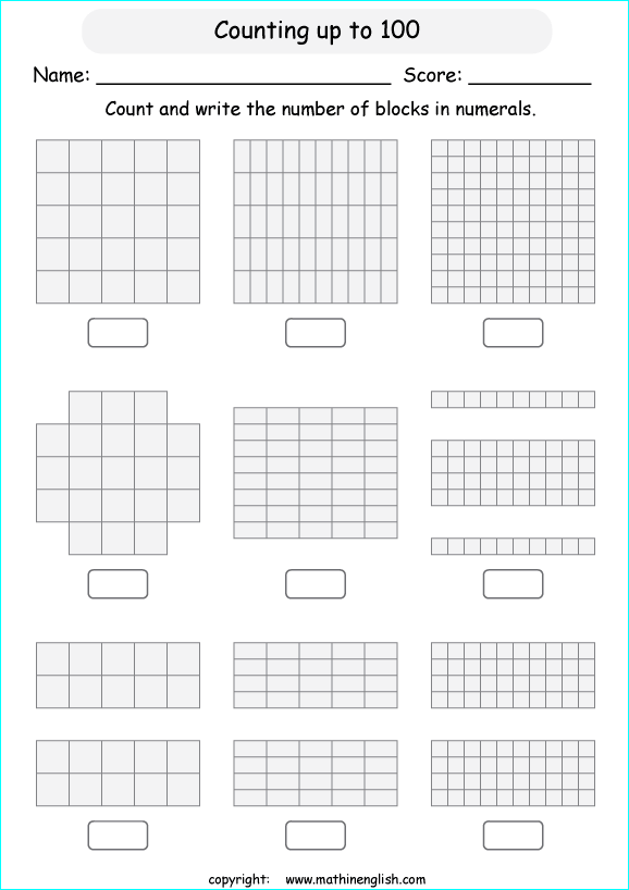 printable math countig numbers,  numeracy and number worksheets for primary and elementary math class