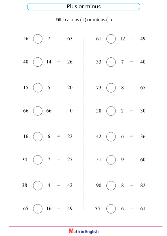 printable math addition subtraction mixed worksheets