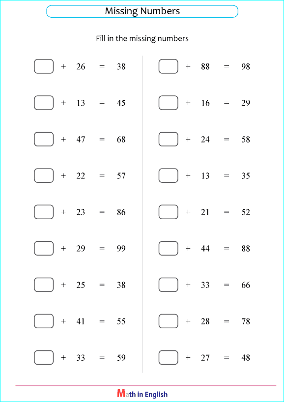 missing numbers, sums up to 100