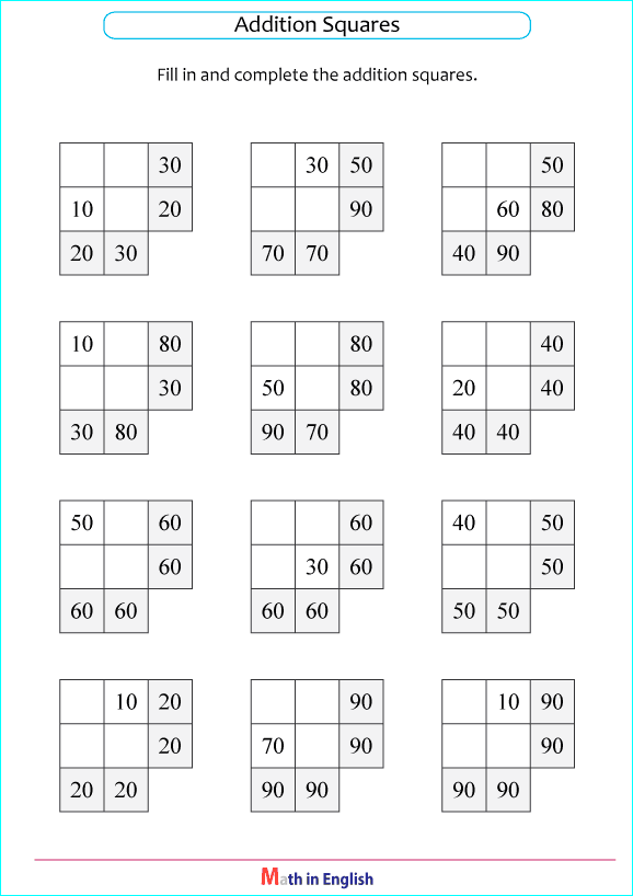 addition up to 100 no regrouping