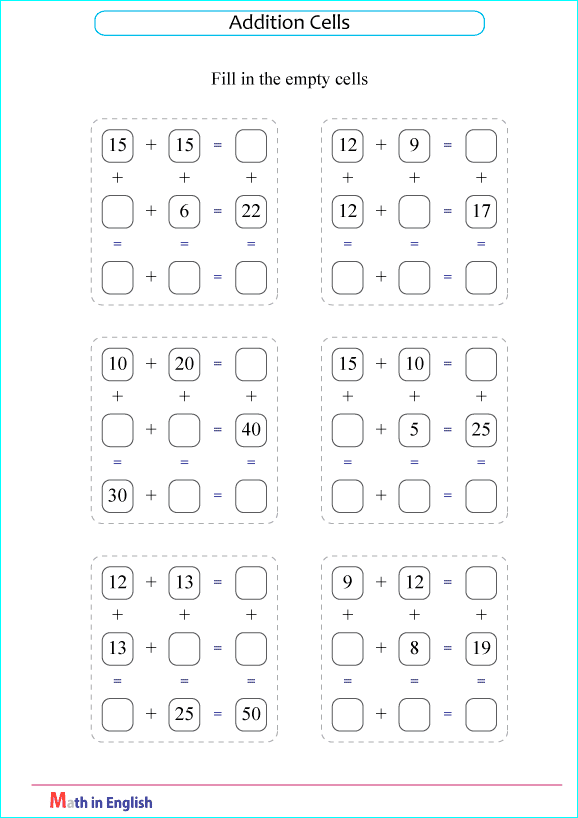 addition up to 100 no regrouping