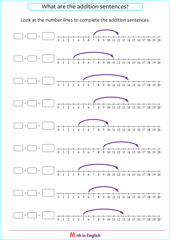 what is the number sentence with sums up to 20