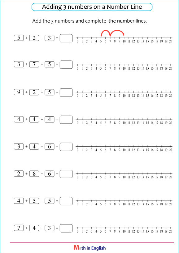 adding 3 numbers up to 20