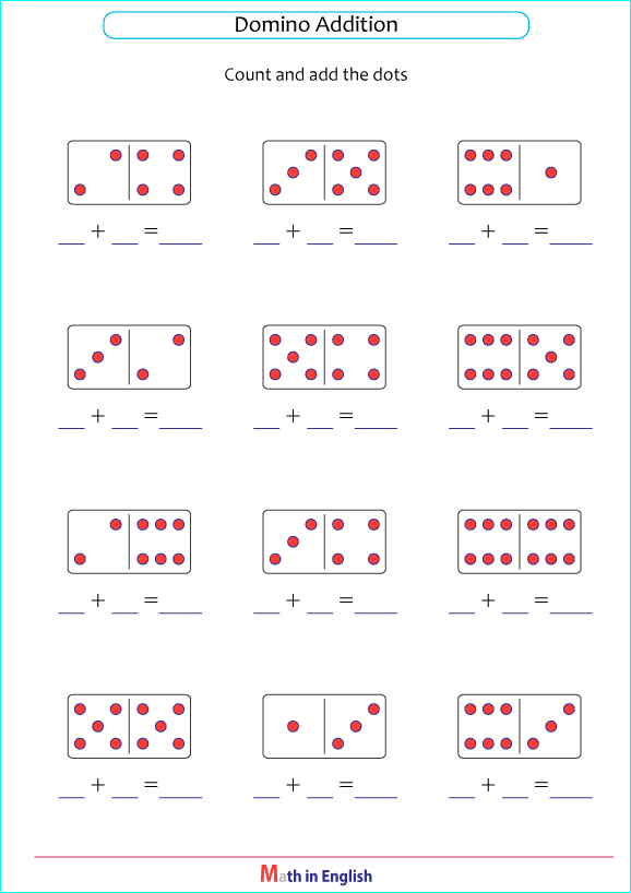 addition exercises with dominoes