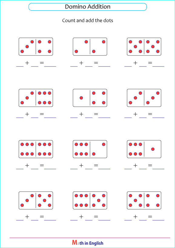 addition exercises with dominoes