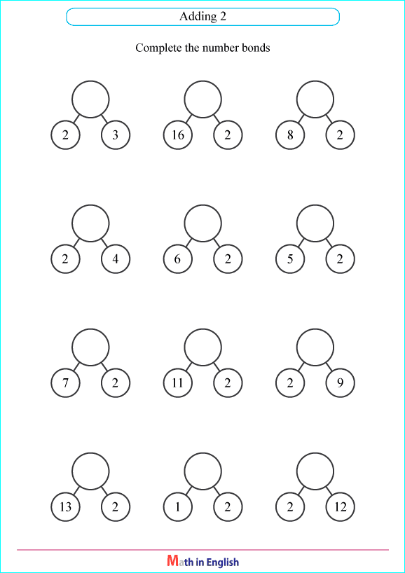 adding 2 number bond worksheet