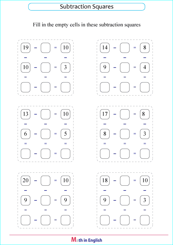 subtraction within 20 with regrouping