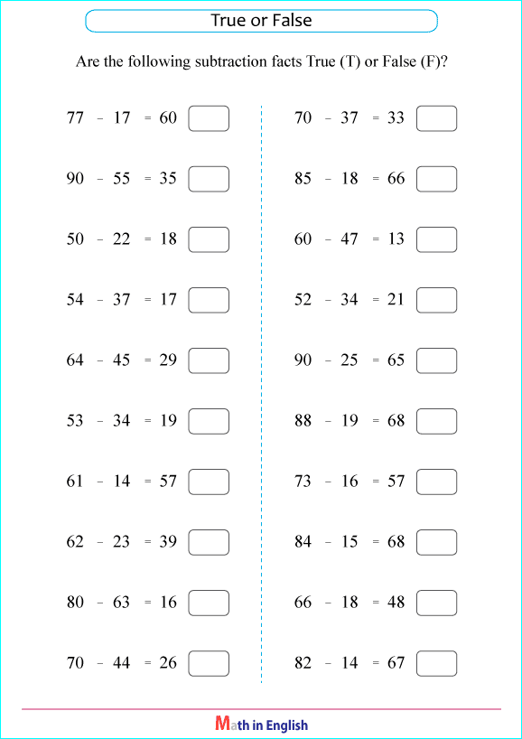 subtraction within 100