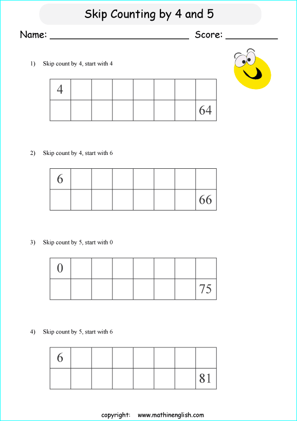 printable math skipcountimg 1 digit numbers worksheets for kids in primary and elementary math class 