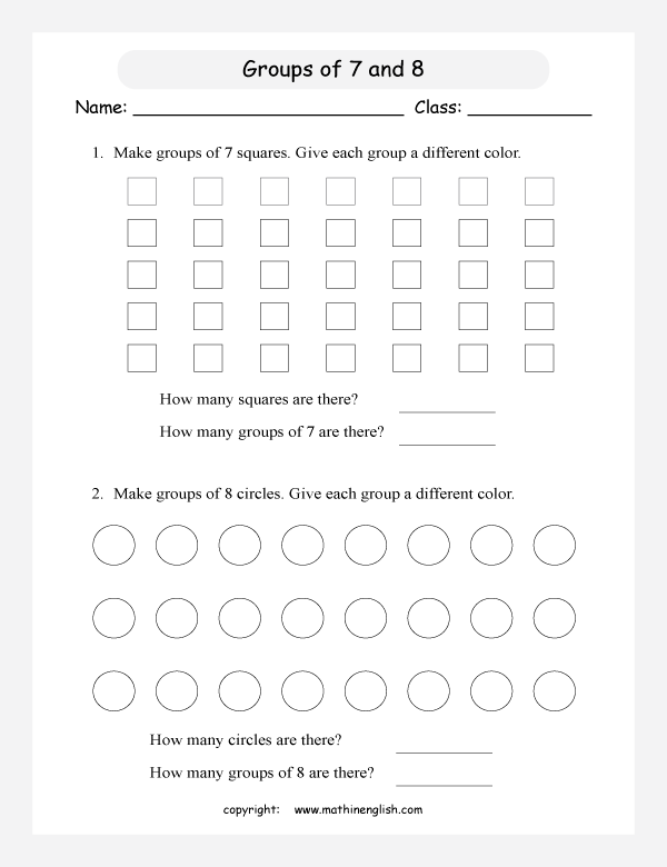 printable math  grouping picture division worksheets for kids in primary and elementary math class 