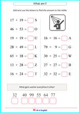 addition up to 100 puzzle