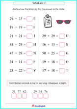 addition up to 100 puzzle