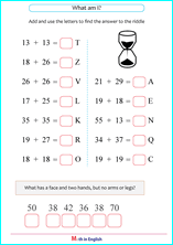 addition up to 100 puzzle