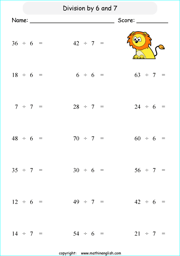 printable math basic division worksheets for kids in primary and elementary math class 