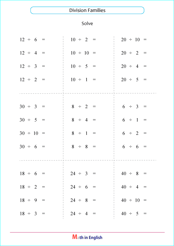 mixed division worksheet