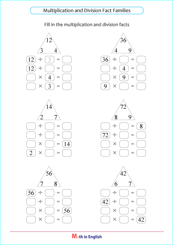 mixed multiplication and division facts