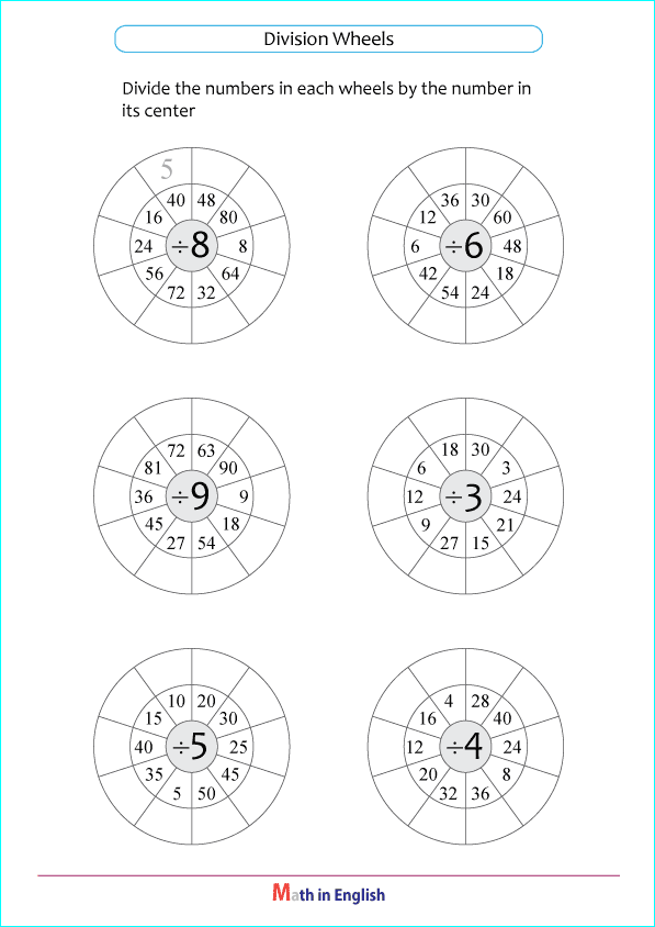 mixed division facts worksheet