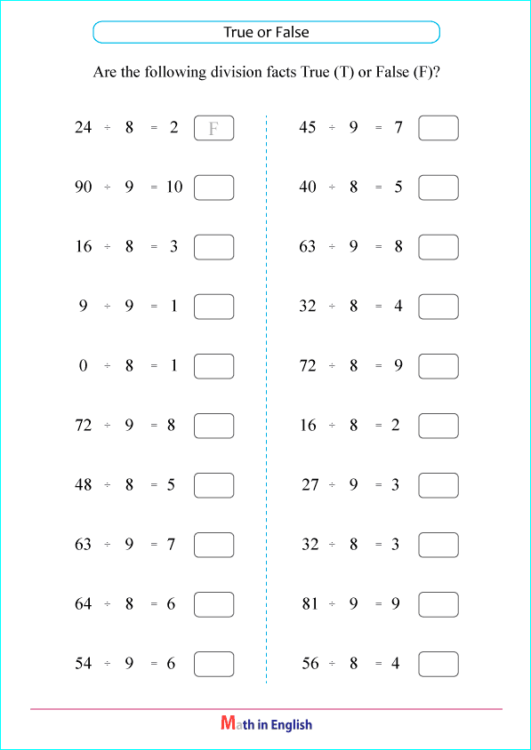 division by 8 and 9