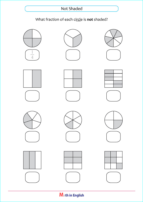 printable fraction with pictures and shapes worksheets for kids in primary and elementary math class 