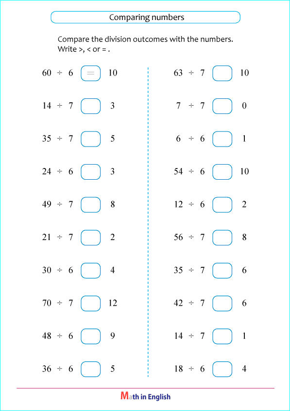 divide by 6 and 7 worksheet