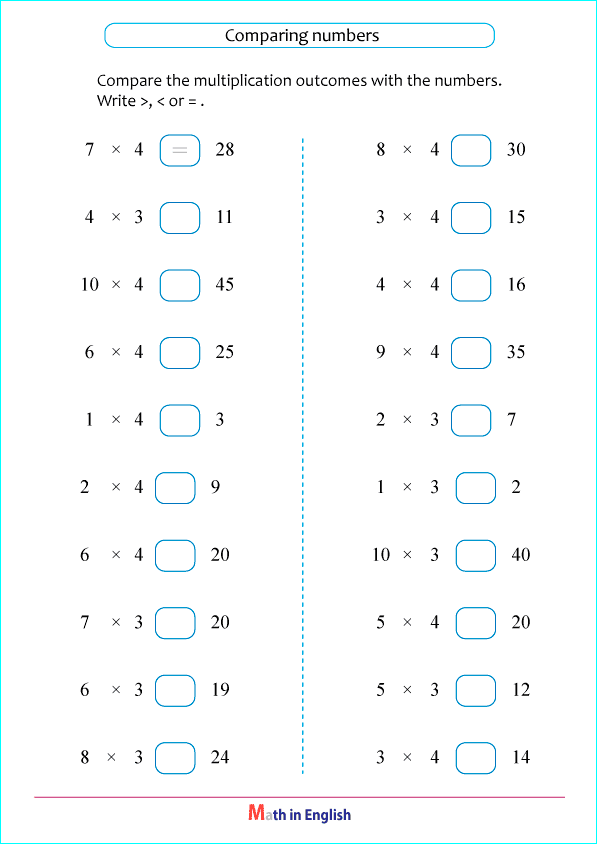 3 and 4 times tables