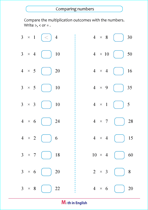 3 and 4 times tables